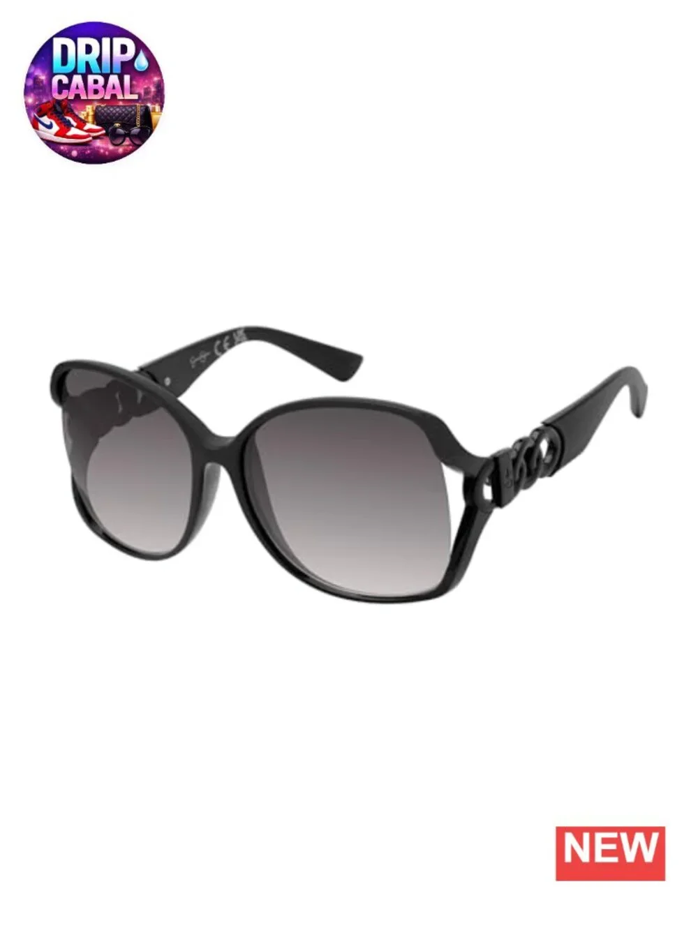 Oversized Square Sunglasses with Chain Detail - 100% UV Protection